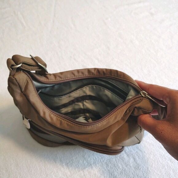 Ameribag Crossbody Shoulder Bag Small Brown Nylon Adjustable Strap Travel Purse - Picture 2 of 8